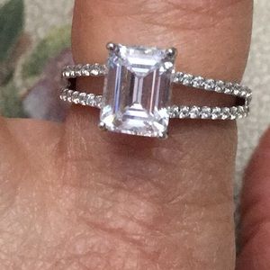 Diamonique 3ct Split Shank Solitaire Ring